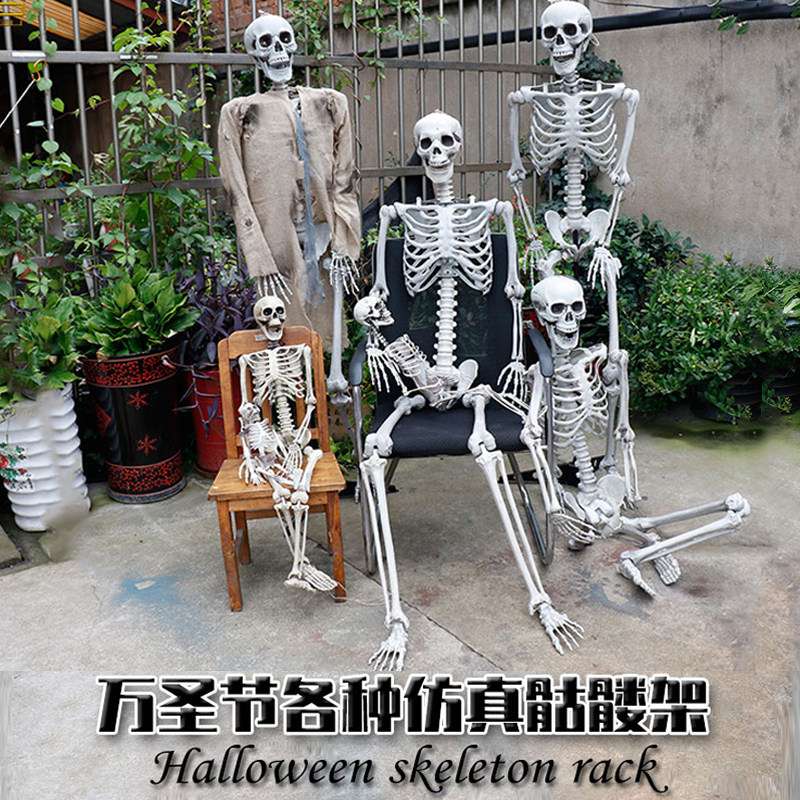 鬼屋恐怖干尸万圣节装饰摆件密室逃脱骷髅头骨架剧本杀店影视道具