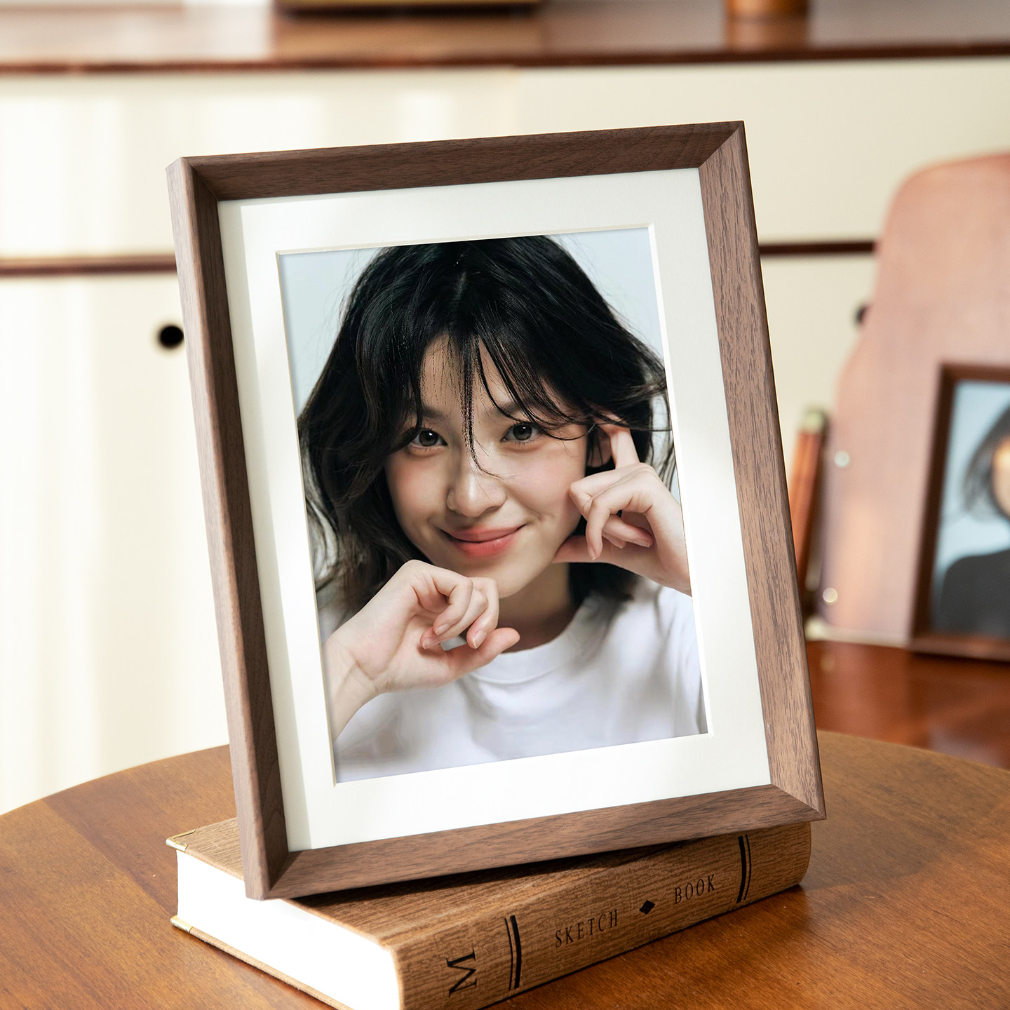 实木胡桃色相框摆台洗照片做个人写真照定制diy高级感打印加摆件,家居饰品,相框/画框,淘宝优惠券,粉丝福利购,淘宝优惠卷