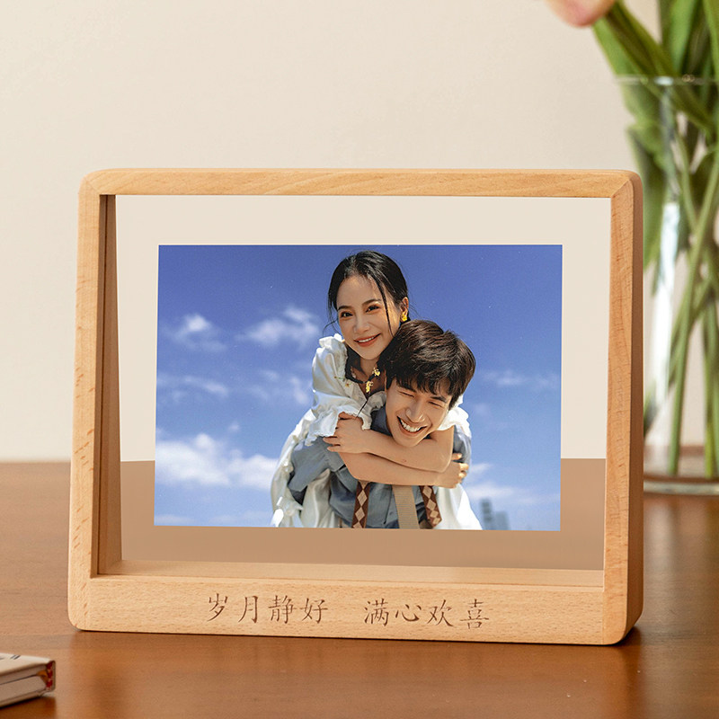 高级感6寸实木相框摆台创意亚克力透明定制logo洗照片diy打印装裱,家居饰品,相框/画框,淘宝优惠券,粉丝福利购,淘宝优惠卷