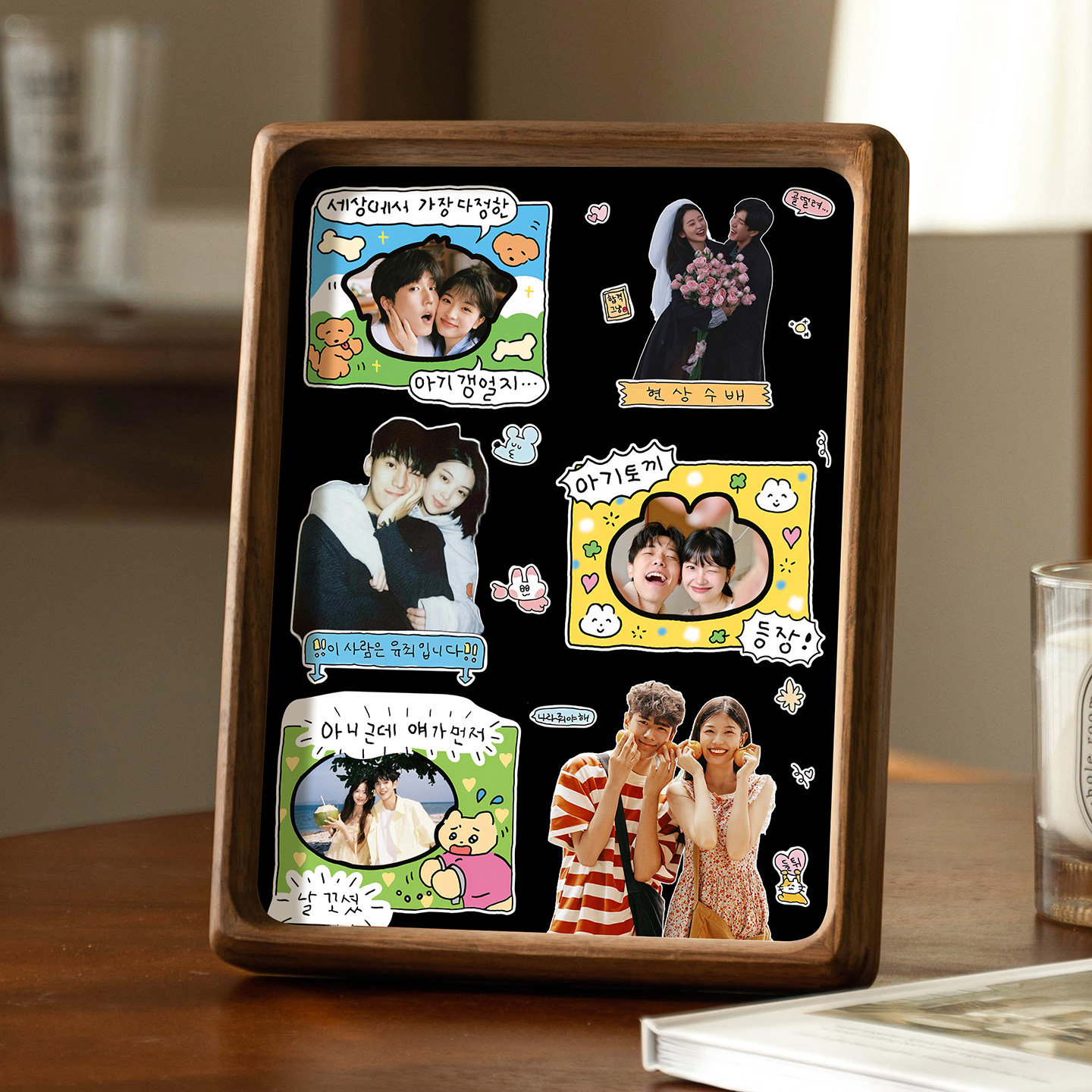 照片相框diy定制加打印情侣漫画风大头贴拼图8寸实木摆台展示礼物,家居饰品,相框/画框,淘宝优惠券,粉丝福利购,淘宝优惠卷