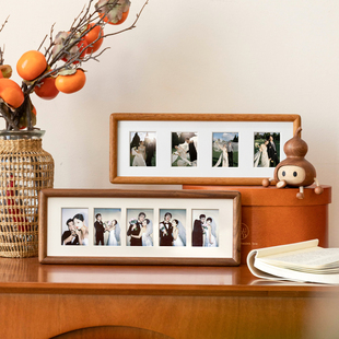 照片相框六6寸摆台多宫格拼图结婚纪念相册定制加打印长条展示架