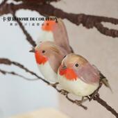 仿真羽毛肥啾麻雀假鸟泡沫小鸟装 饰摆件拍照道具森系北欧盆栽点缀