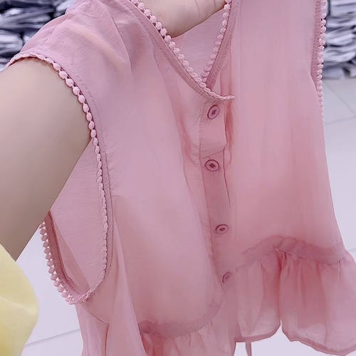 气质温婉粉色无袖女上衣2025年夏季新款高级感宽松显瘦穿搭设计感