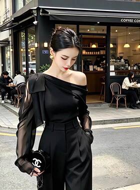 2026夏季新款韩版时尚百搭显瘦长袖衬衫女设计感小众宽松休闲上衣
