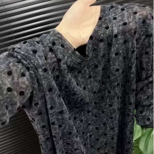 韩版波点微透短袖T恤女2026超火减龄上衣独特绝美初夏圆领打底衫