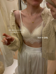 一根带睫毛蕾丝带胸垫美背内衣法式 CHARM 大露背吊带背心 FULL