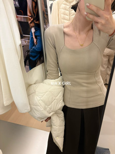 秋冬磨毛方领保暖背心女带胸垫固定杯显瘦打底内衣 CHARM FULL