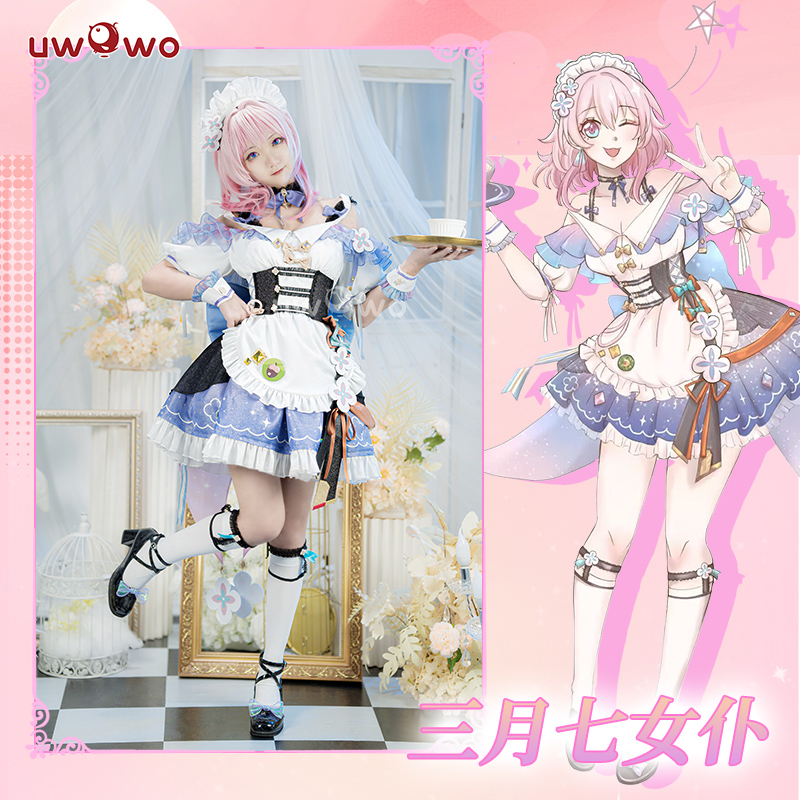 现货Uwowo悠窝窝星穹铁道cosplay 三月七女仆装  服装女 同人 模玩/动漫/周边/娃圈三坑/桌游 Cosplay女装/cos女装 原图主图