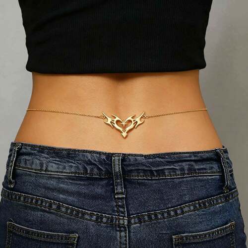 Vintage Rhinestone Heart Wing Waist Chain Jewelry
