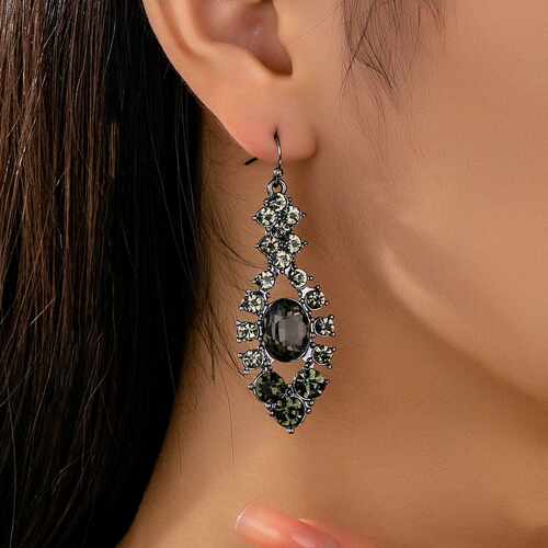Black Rhinestone Earrings Light Luxury Ear Drops