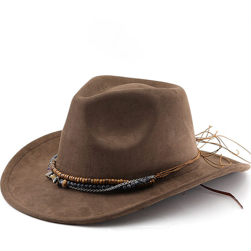 Boho Suede Cowboy Hat Women Men Jazz Fedora Sun Hat Large
