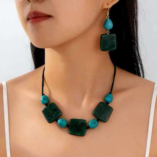 Geometric Earrings Women Vintage Block Drop Jewelry