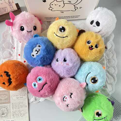 PU Plush Monster Ball Keychain Bag Pendant Cute Toy