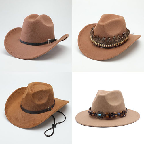Western Cowboy Hat Men Women Suede Sun Visor Jazz Fedora