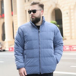 河南台前羽绒男女士同款大码胖子加肥加大肥佬立领短款可脱卸帽子