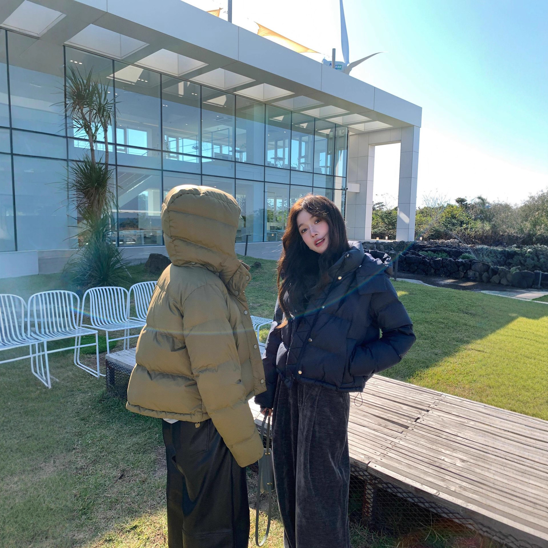 河南台前羽绒lulu同款冬季Wunder Puff四格羽绒服女短款连帽蓬松