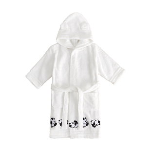 AILANDI全棉精梳棉熊猫卡通儿童浴袍吸水速干带帽男女童睡袍浴衣
