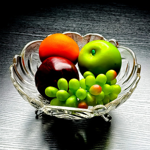 2025新款 水晶玻璃水果盘高级感三脚高脚果盘客厅家用轻奢高档高端