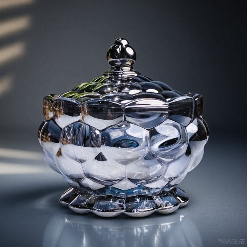 水晶玻璃碗水果盘带盖果盘大号糖果罐干果盒醉虾高端轻奢容器器皿