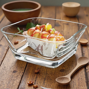 水晶玻璃碟方形碗水果盘正方形小碟子精致甜品盘子果盘方碗高颜值