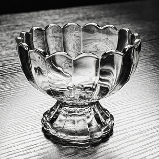 水晶玻璃碟小果盘水果盘高脚莲花碗甜品糖果透明容器器皿托盘供佛