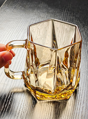水晶玻璃杯水杯茶杯专用杯子带把高级感轻奢女士高颜值耐高温好看