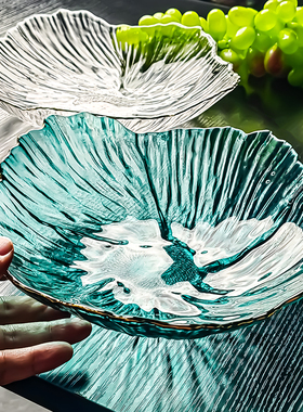 水晶玻璃水果盘糖果果盘托盘高档客厅高级高端高颜值紫色精致欧式