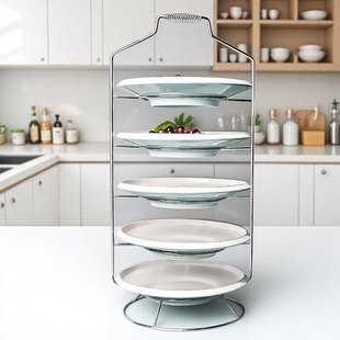 2025新款 手提上菜展示盘饭店餐盘摆件水果凉菜自助餐台多层备菜盘