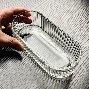水晶玻璃碟托盘小果盘水果盘透明碗长条盘子收纳盒长方形器皿容器