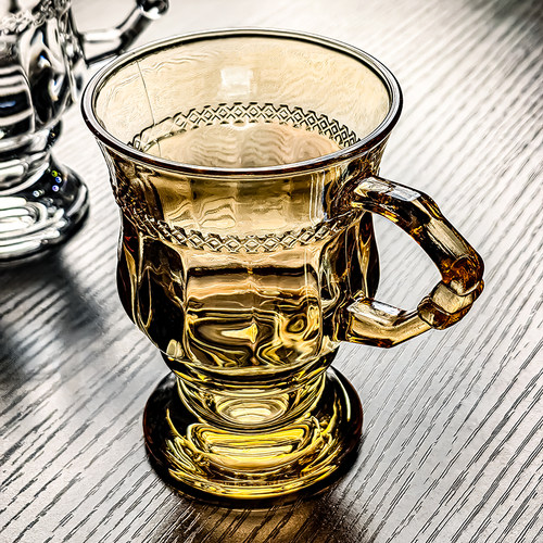 小水杯水晶玻璃杯带把耐高温迷你