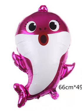BabyShark卡通碰碰狐鲨鱼宝宝一家铝膜气球充氦气可飘空生日布置