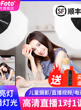 NiceFoto耐思200W直播补光灯 COB 球形深口箱柔光灯 服装绿幕直播间美妆珠宝美食常亮打光灯LED-2000BIII