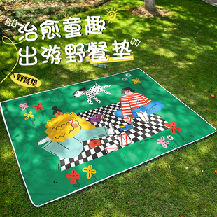 卡通小狗野餐垫户外防潮露营音乐节便携地垫儿童春夏游踏青野餐布