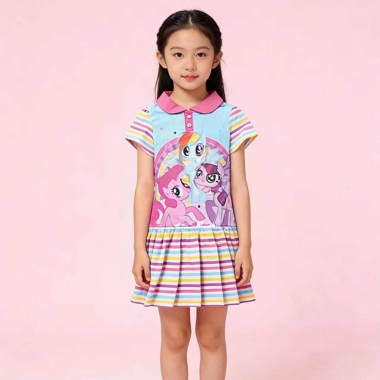 6岁7岁8岁女孩子连衣裙夏装小马宝莉卡通宝宝裙子女童衣服120-130