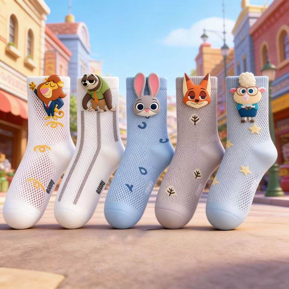 儿童袜子尼克迪士尼春夏款男童女童宝宝夏薄款疯狂动物城中筒棉袜