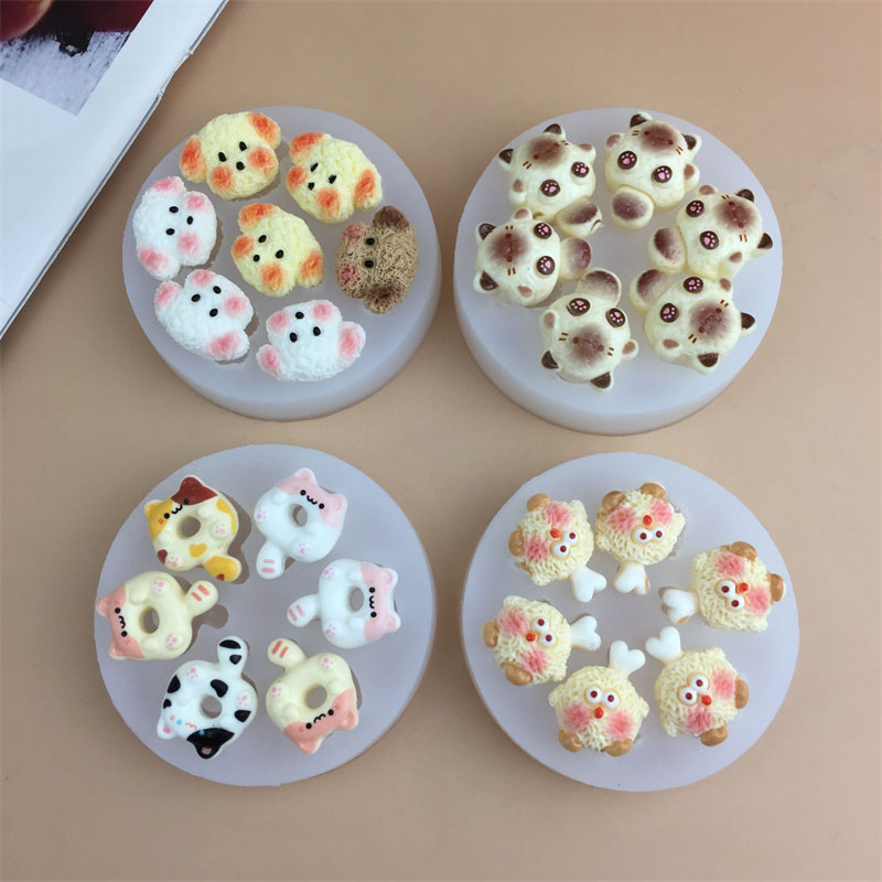 卡通猫咪甜甜圈小狗毛绒鸡腿小怪兽硅胶模具巧克力滴胶翻糖蛋糕模