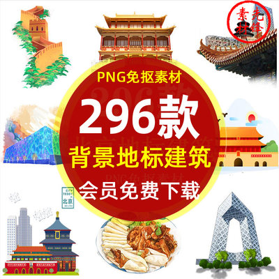 北京地标建筑旅游文化美食宣传海报PNG图片 北京首都标志插图素材