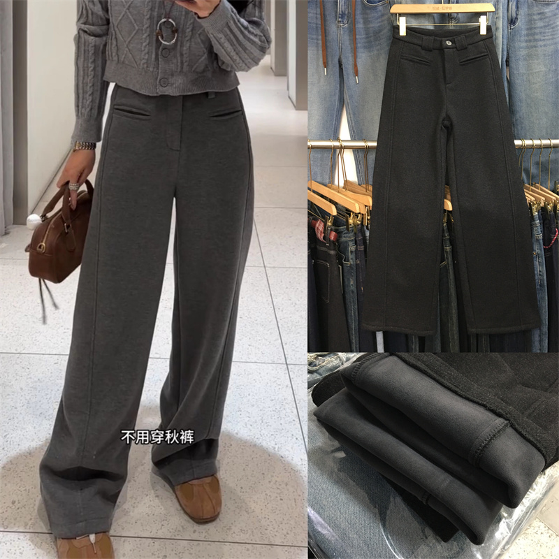 25冬季羊绒呢直筒休闲裤窄版显瘦