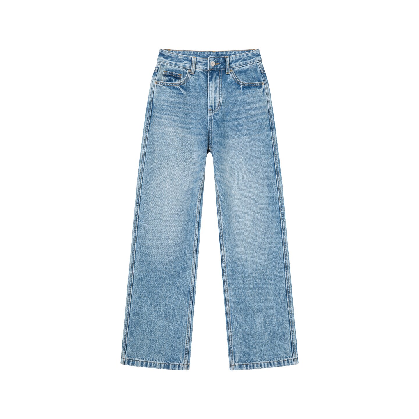 夏季高腰直筒显瘦微弹女牛仔裤