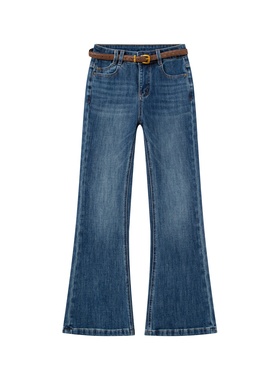 品质女神 2026早春新款女士牛仔裤微喇裤长裤子修身加绒-四面弹