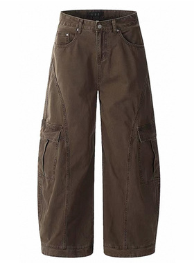 ARAR01美式复古街头弯刀裤男女宽松潮牌大口袋长裤