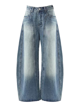 ARAR01 二代复古洗水闪电纹结构牛仔裤男女美式宽松休闲阔腿裤子