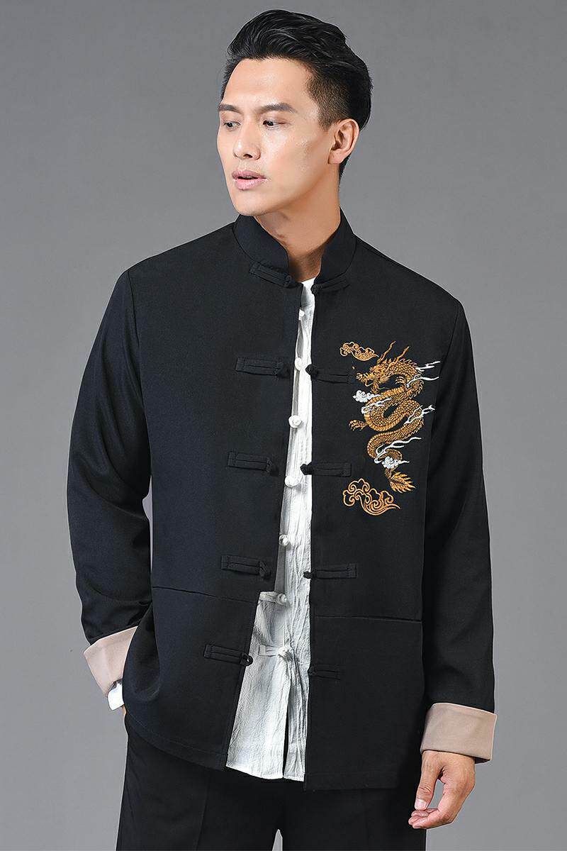 风男青年潮夹克中山唐装刺绣外套盘扣汉服新中式男装3301P75,男装民族服装,星座1010A-2