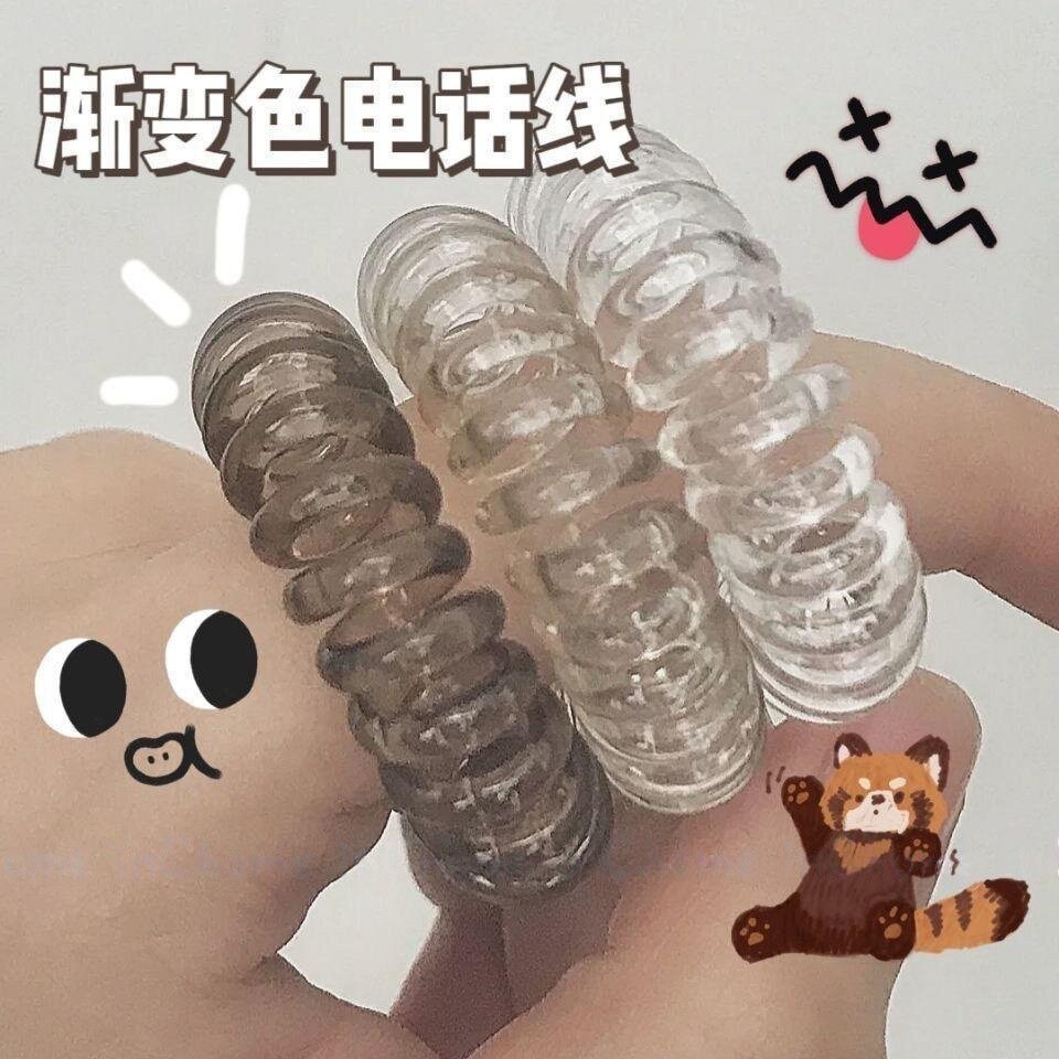发饰电话线发圈渐变灰色发圈ins网红少女心扎头发高颜值绳皮筋