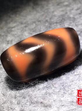 西藏虎牙天珠老矿料九眼石页岩
