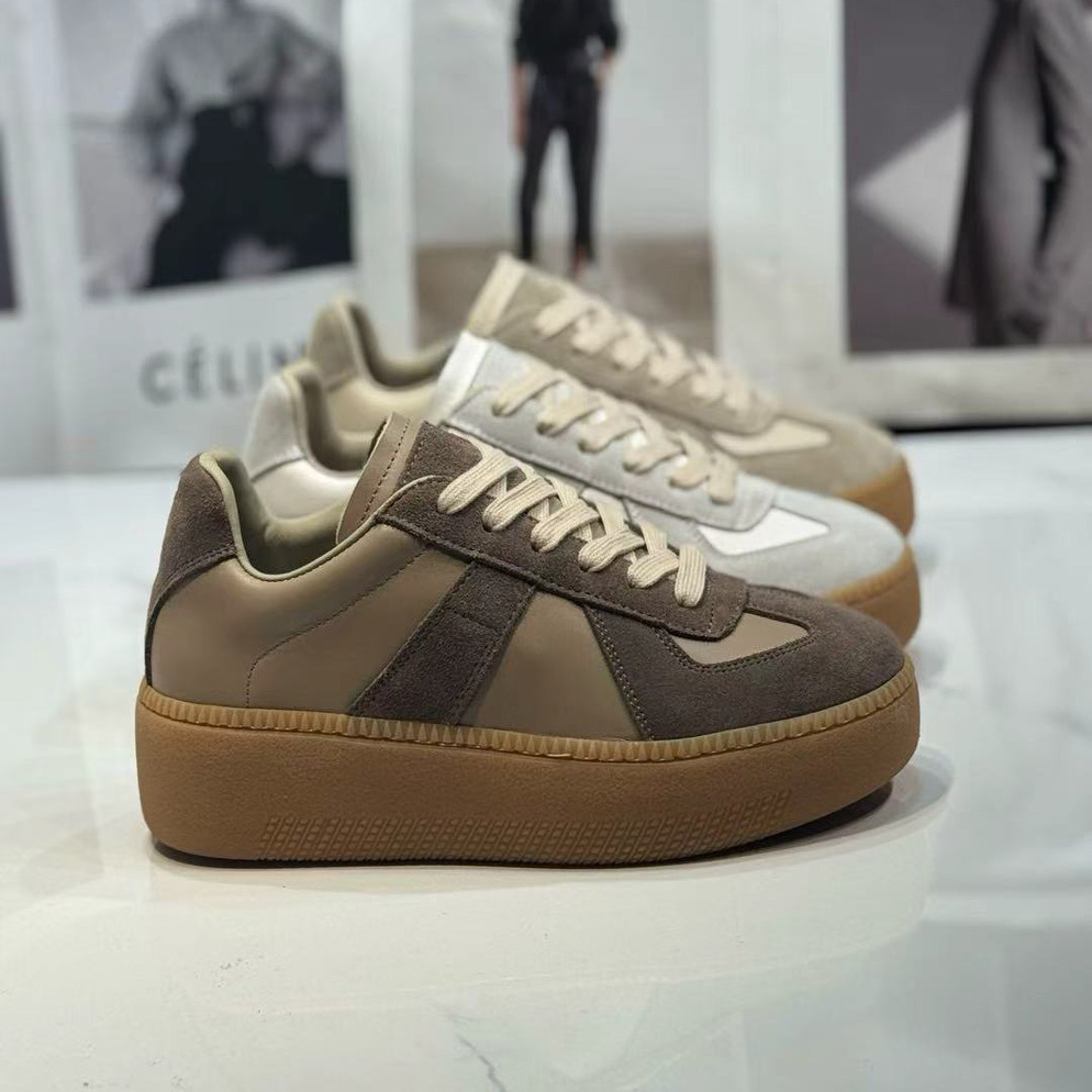 2026春季新款乐福鞋德训厚底增高真皮系带休闲运动百搭舒适老爹鞋