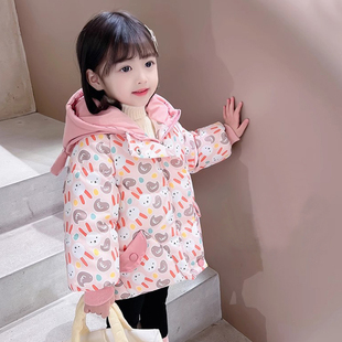 女童冬季加厚羽绒棉服儿童2025新款秋冬加绒保暖棉衣袄女宝宝冬装