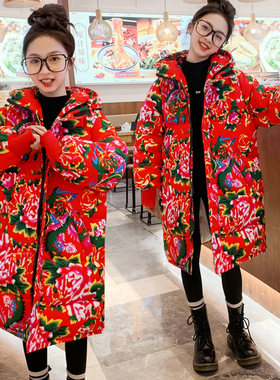 东北大花棉袄女童冬棉服过年衣服