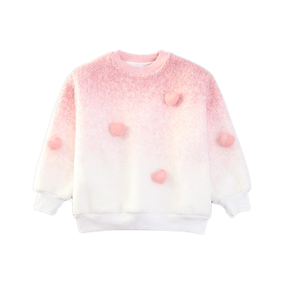 秋冬女孩颗粒绒长袖渐变卫衣女童