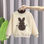 女 春秋羊羔绒上衣女孩加厚冬装 女童卫衣儿童冬季 加绒大童2026新款